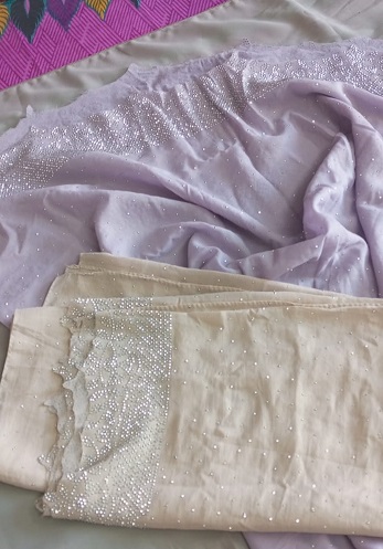 2pcs Hijab Heavy Border Work and Full Work