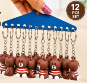 12pcs Cute Teddy Bear Keychain